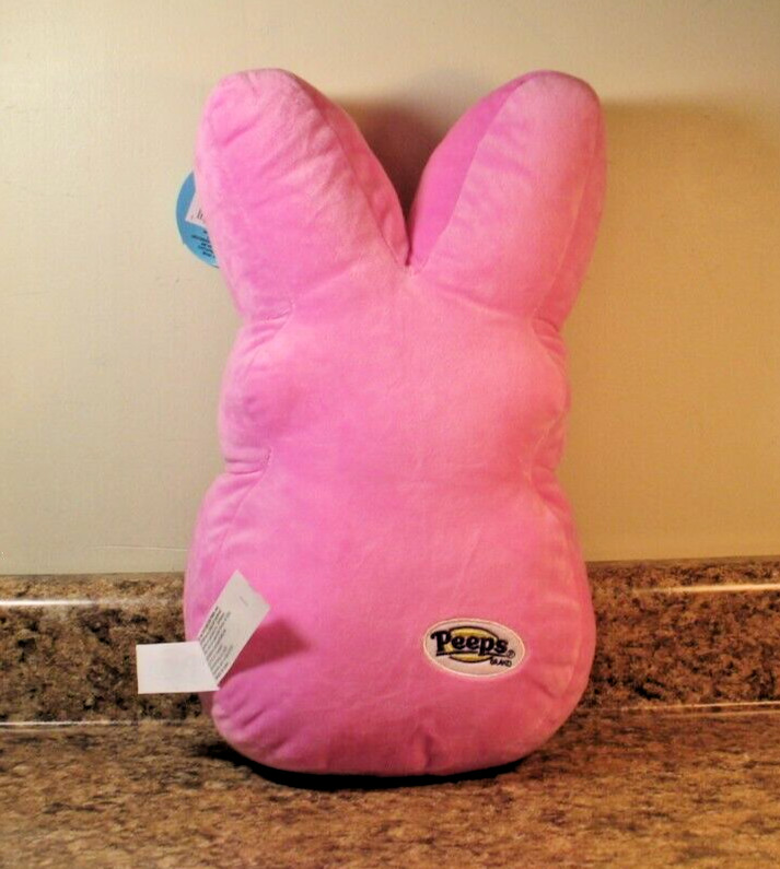 PEEPS Pink Bunny Plush 15" Tall Soft Pillow Easter NWT