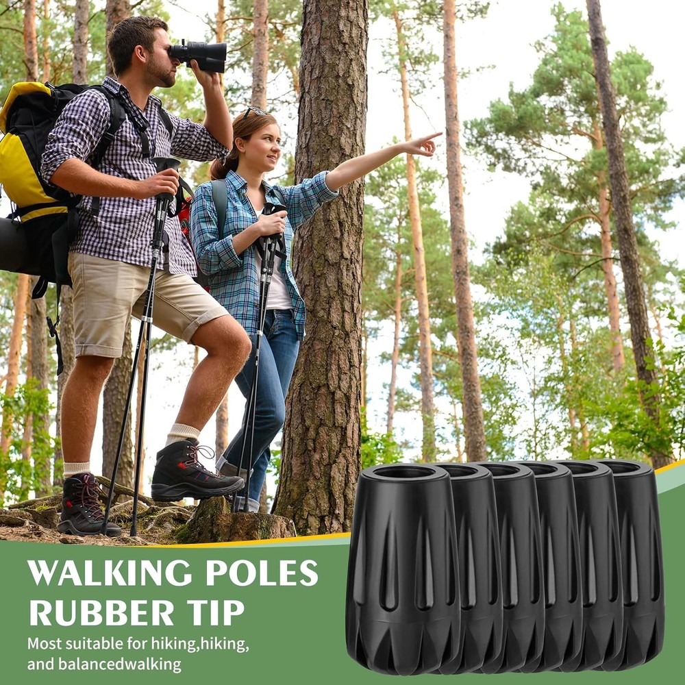 Durable Replacement Rubber Tips for Trekking Poles - Universal Black
