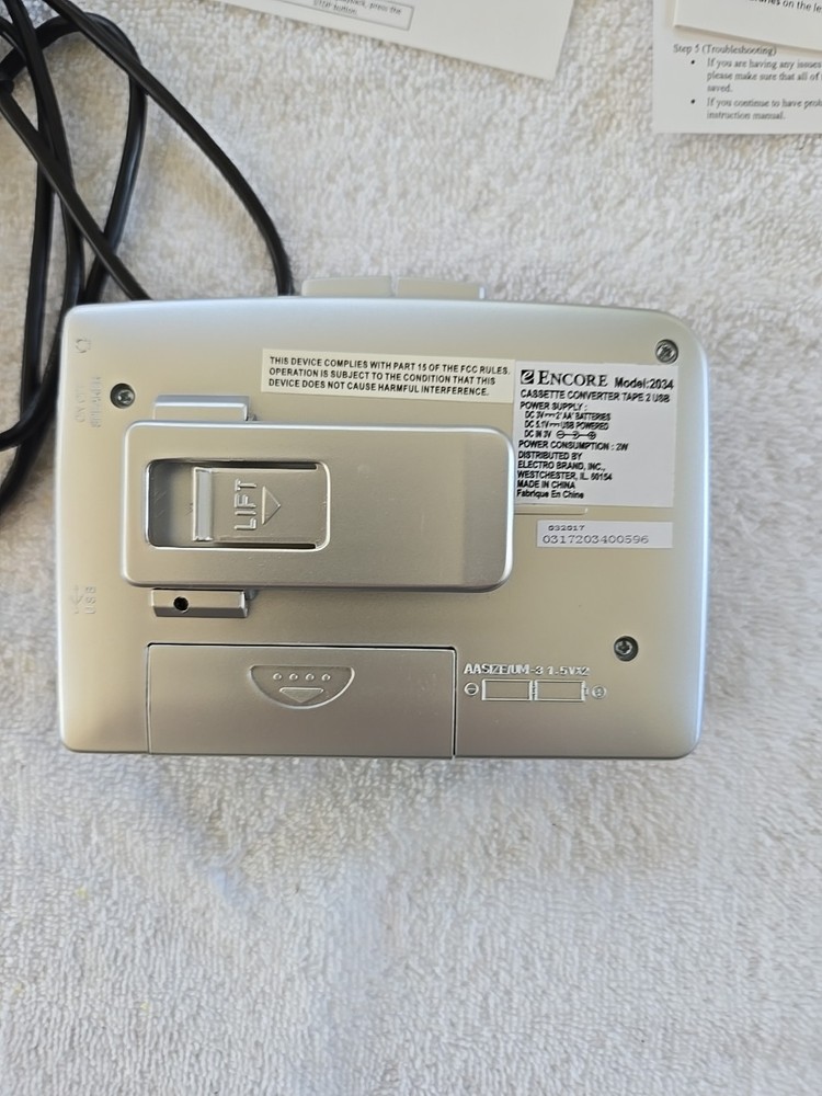 Encore Technology USB Cassette Converter Player Recorder Model No. 2034