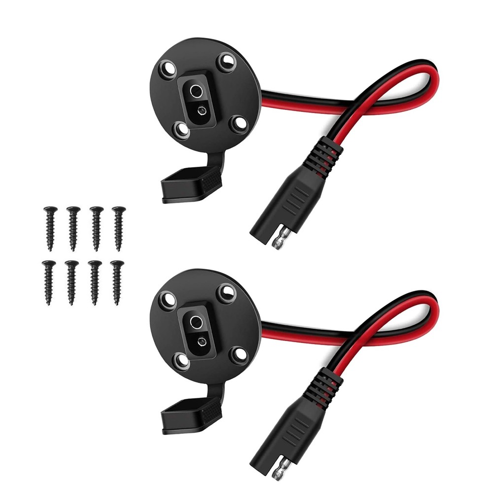 2 Pack - SAE Power Socket Sidewall Port, Weatherproof SAE Quick Connect Solar