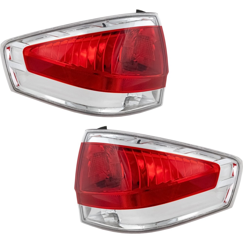 Halogen Tail Light Set For 2008 Ford Focus Clear & Red Lens w/ Bulbs 2Pcs