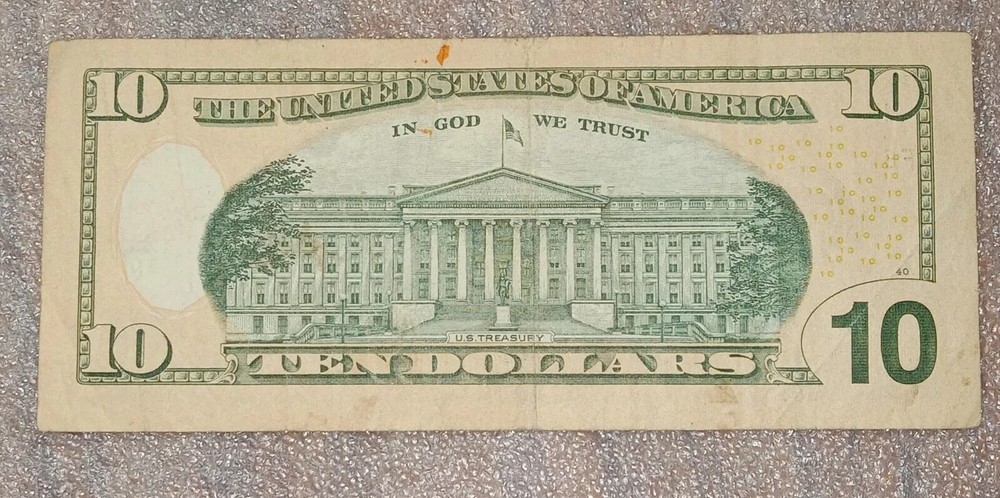 2013 $10 Bill Misaligned Obverse and Reverse Orange Inking Error