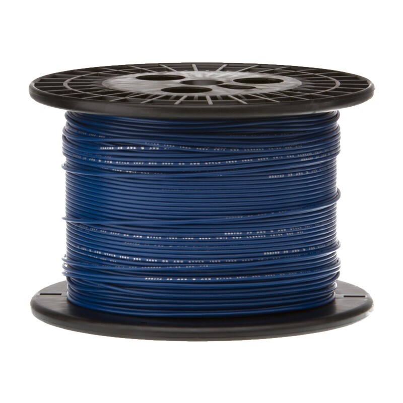 26 AWG Stranded Hook Up Wire, Blue, 1000 ft, 0.0390" Dia, UL1429, 150V