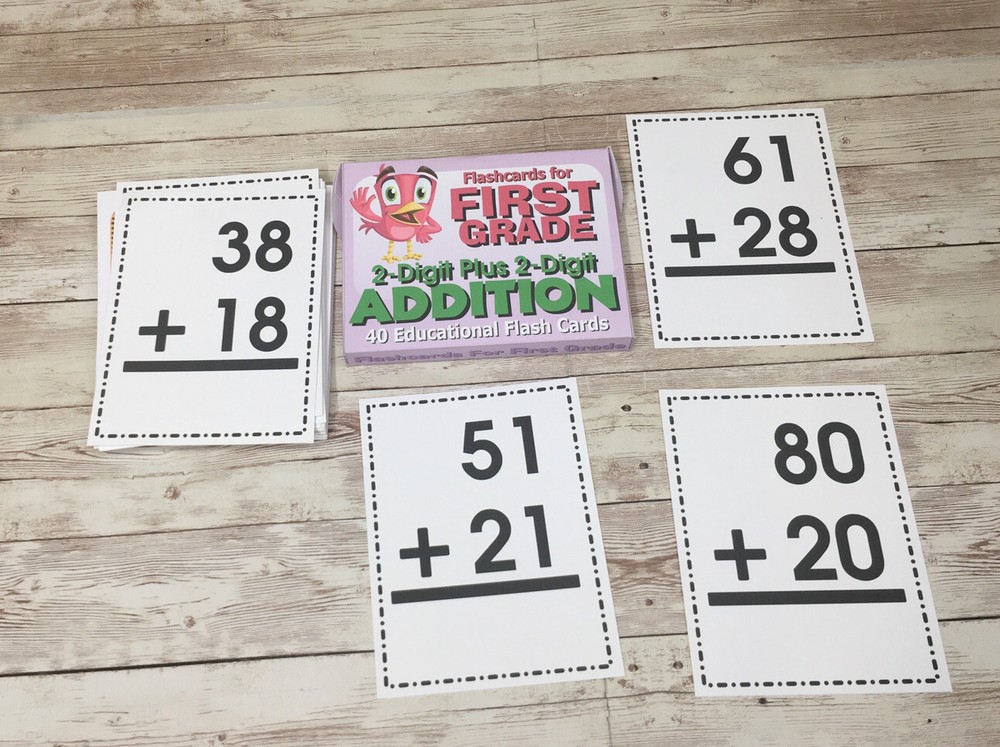 Addition 2-digit plus 2-digit Flashcards For First Grade - Educational