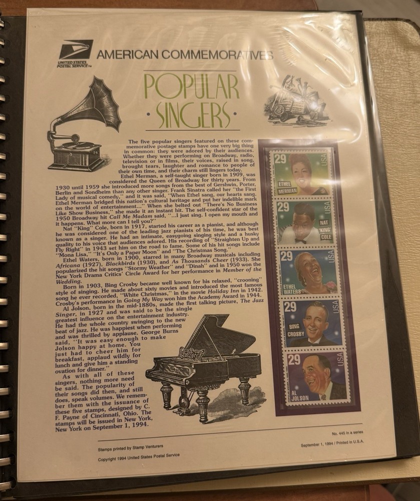 American Commemorative Collection Binder with 20 Panels, 1994