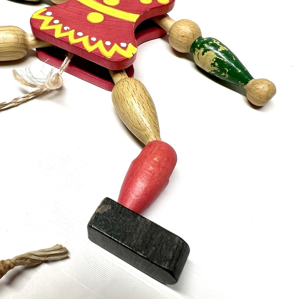Vintage Austria Wood Jumping Jack Pull String Toy Hand Painted