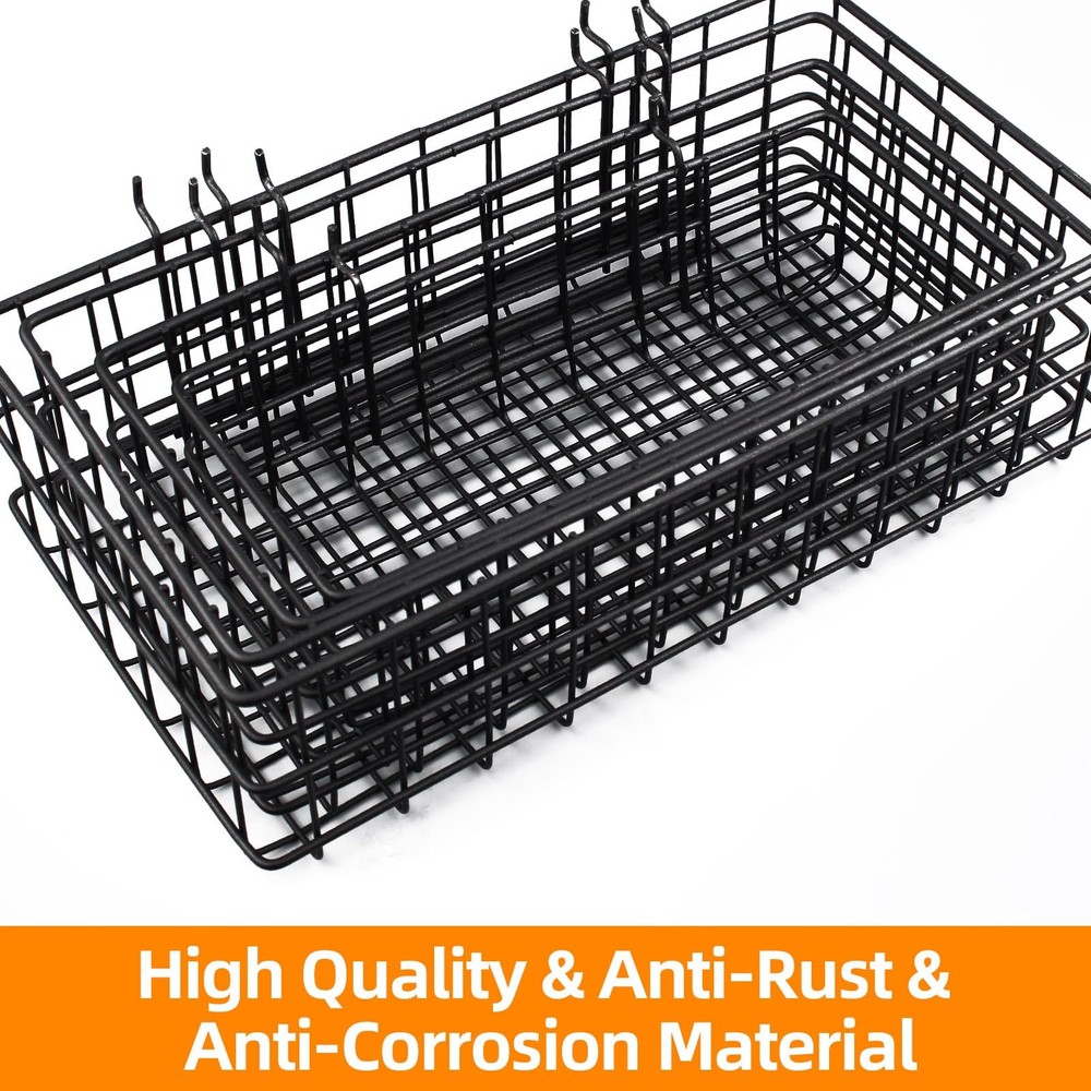 4 Pack Pegboard Baskets Hooks Set Square Style 4 Size Peg Board Organizer Baske