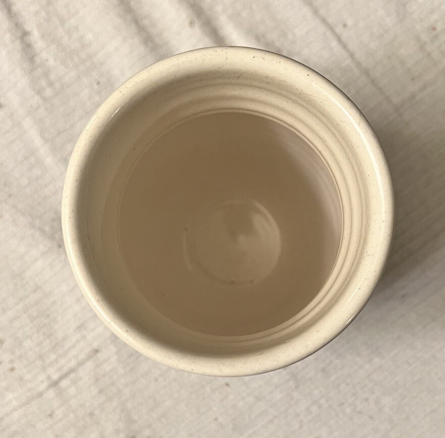 Pottery Vase Blue Ocean Affect With White Smooth Stonelike Collar. Initialed