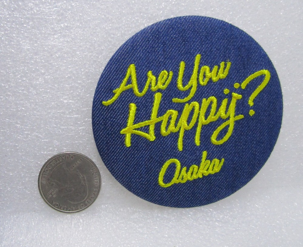 Are You Happy Osaka Cloth Button Pin