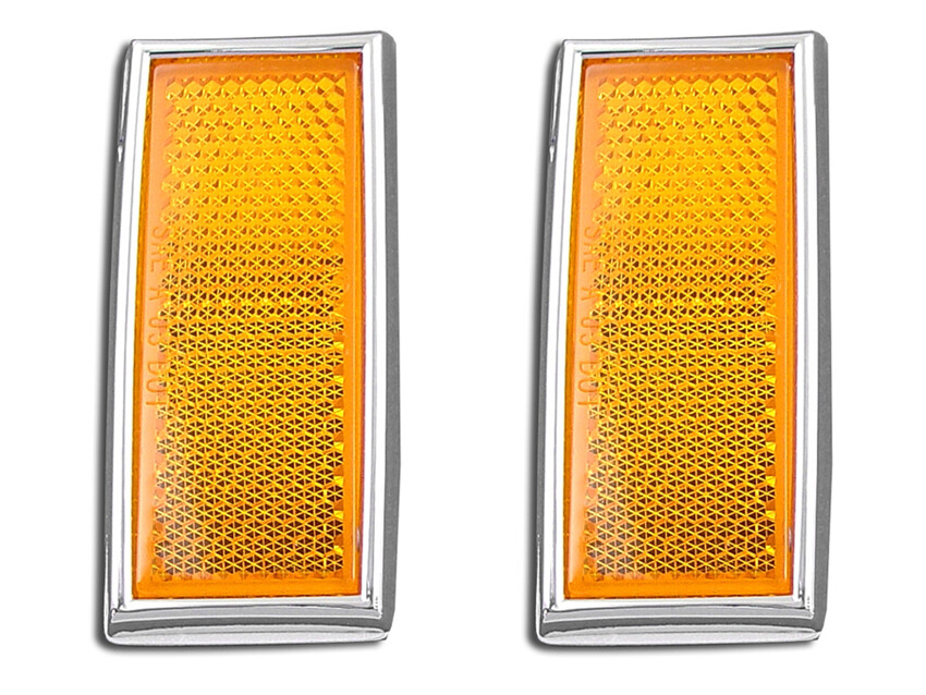 Front Amber Reflector Set With Chrome Frame For Harley Davidson