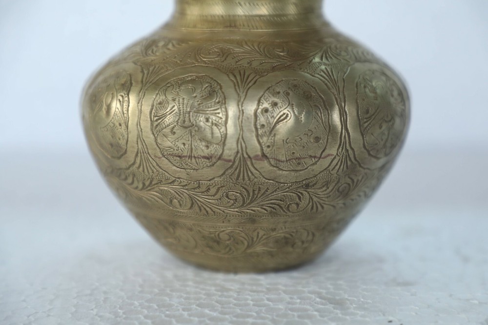Vintage Brass Engraved Handcrafted Solid Heavy Water Pot/Lotta