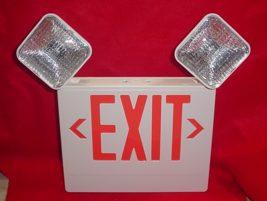 Big Beam Red LED Exit Sign/Emergency Light  Single or Double Side Mounting  NIB