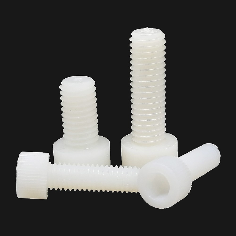 2/50pcs M3-M12 White Nylon Plastic Allen Hexagon Hex Socket Cap Head Screw Bolt
