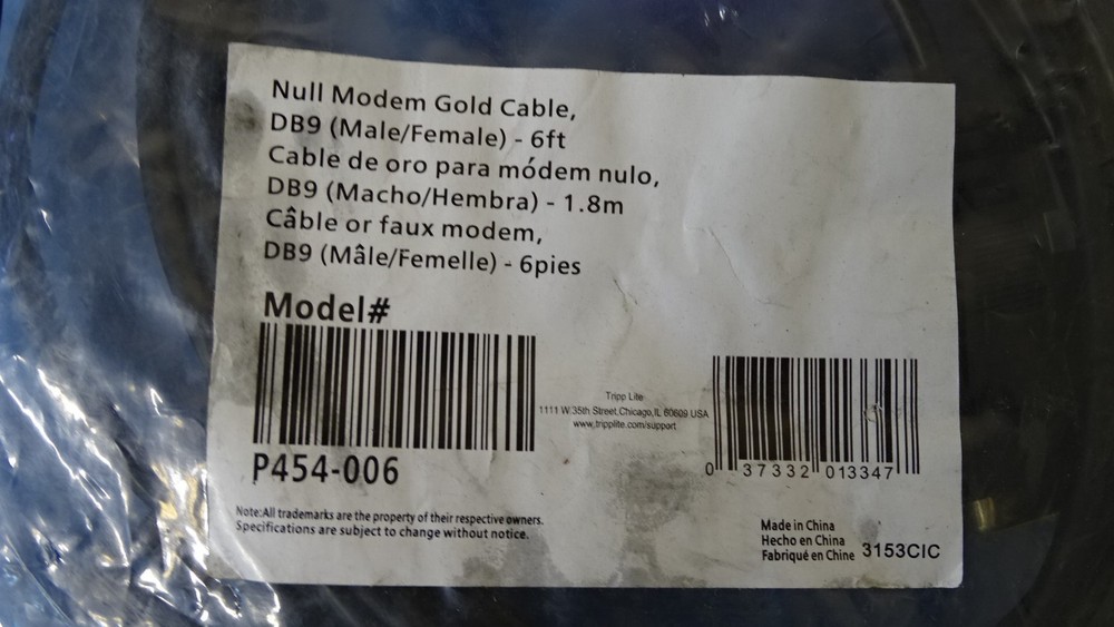 tripp lite null modem gold cable model p454-006