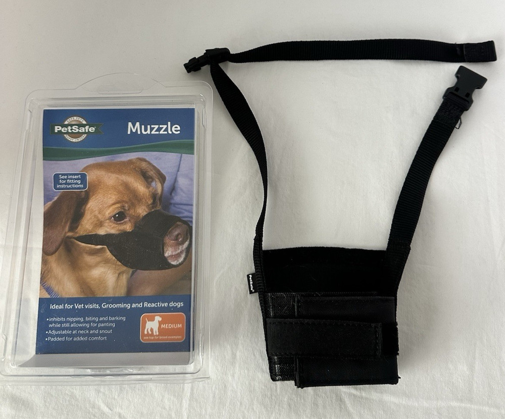 Petsafe Muzzle -Medium Breeds Black Padded for Comfort & Adjustable! MUZ-M-BLK