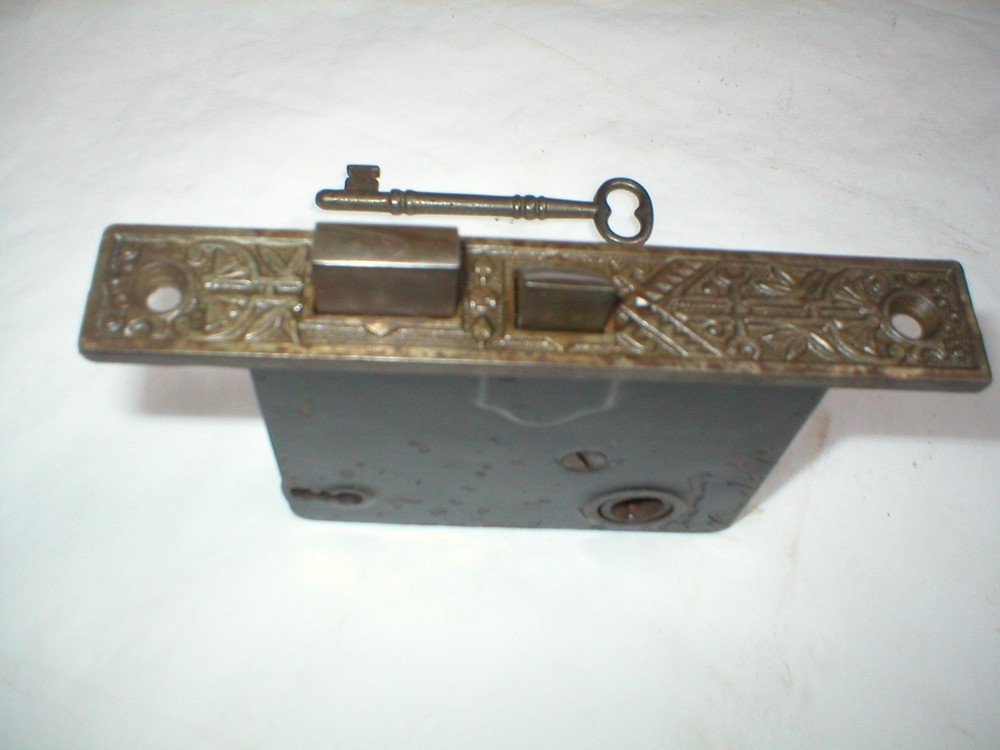Antique Victorian Decorative Mortise Lock and Key
