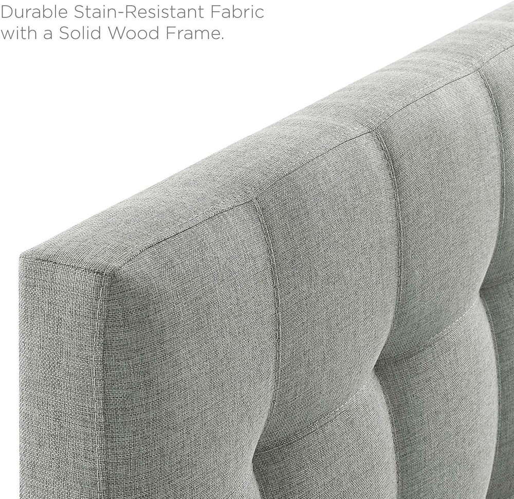 Lily Full Tufted Linen Fabric Headboard in Gray - Adjustable Height Elegance