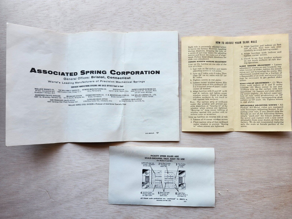 Pickett 1025 Helical Spring Design Side Rule, Full Documentation & Box