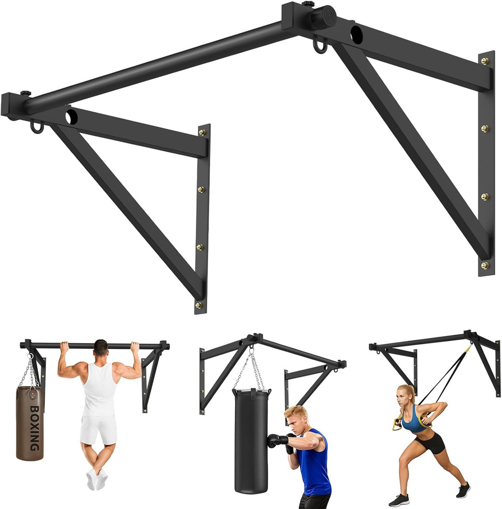 Pull up Bar Wall Mounted, Adjustable Depth 51" Chin up Bar, Strength Training Pu
