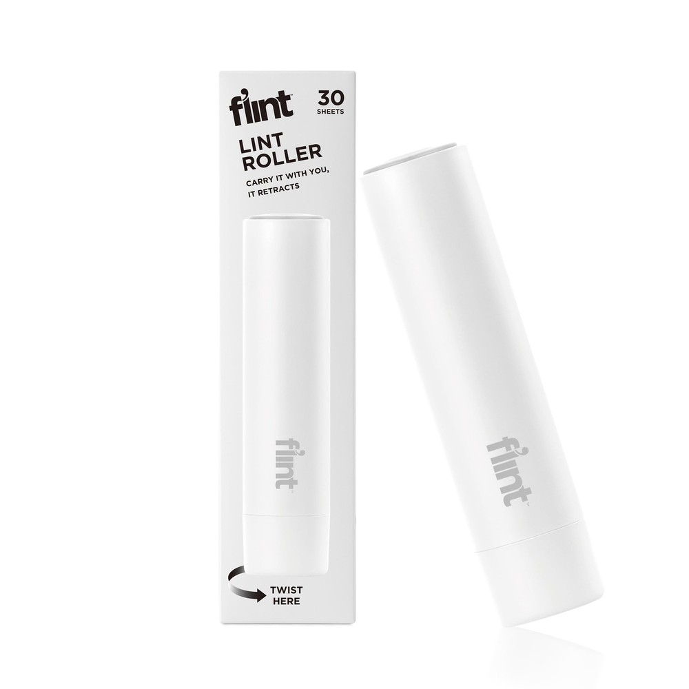Portable Lint Roller, Retractable  Refillable, 30 Sheets, 2 Count, White