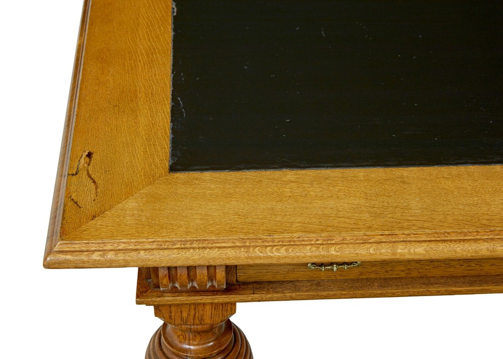 LARGE 19TH CENTURY CARVED OAK LIBRARY TABLE