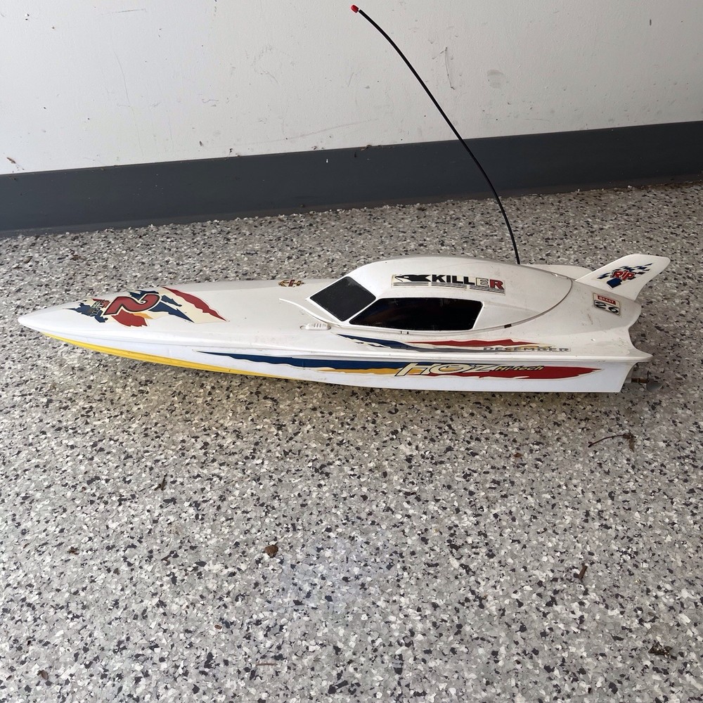 Vintage Super Power Wingrush R/C Speed Boat With Remote Control Untested