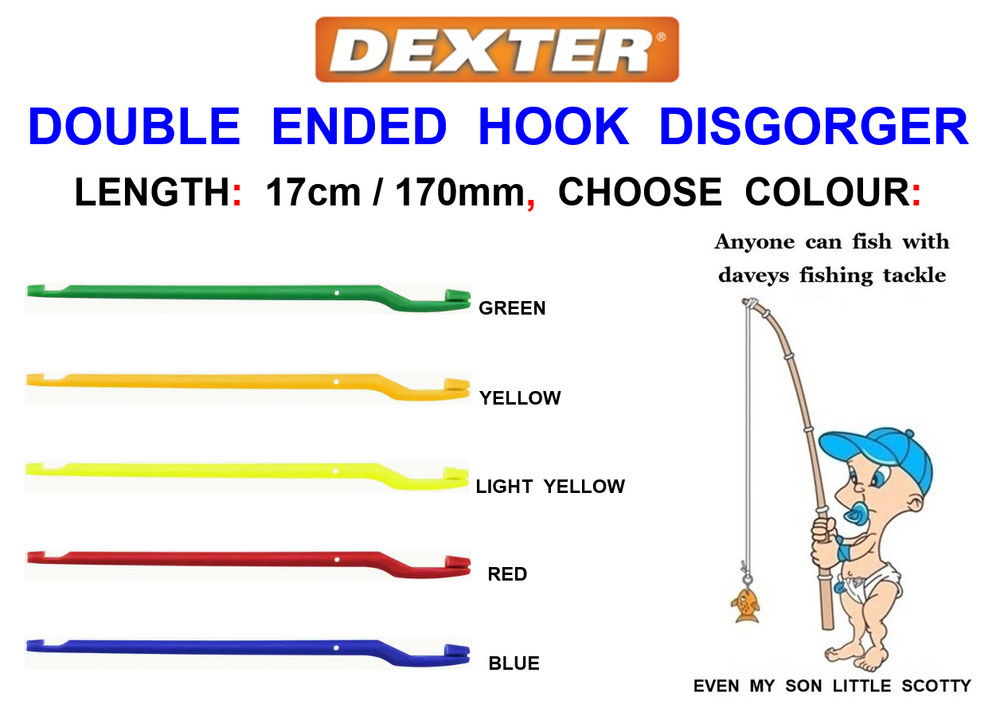 1 DEXTER PLASTIC DOUBLE ENDED HOOK DISGORGER UNHOOKING TOOL CARP TROUT SALMON