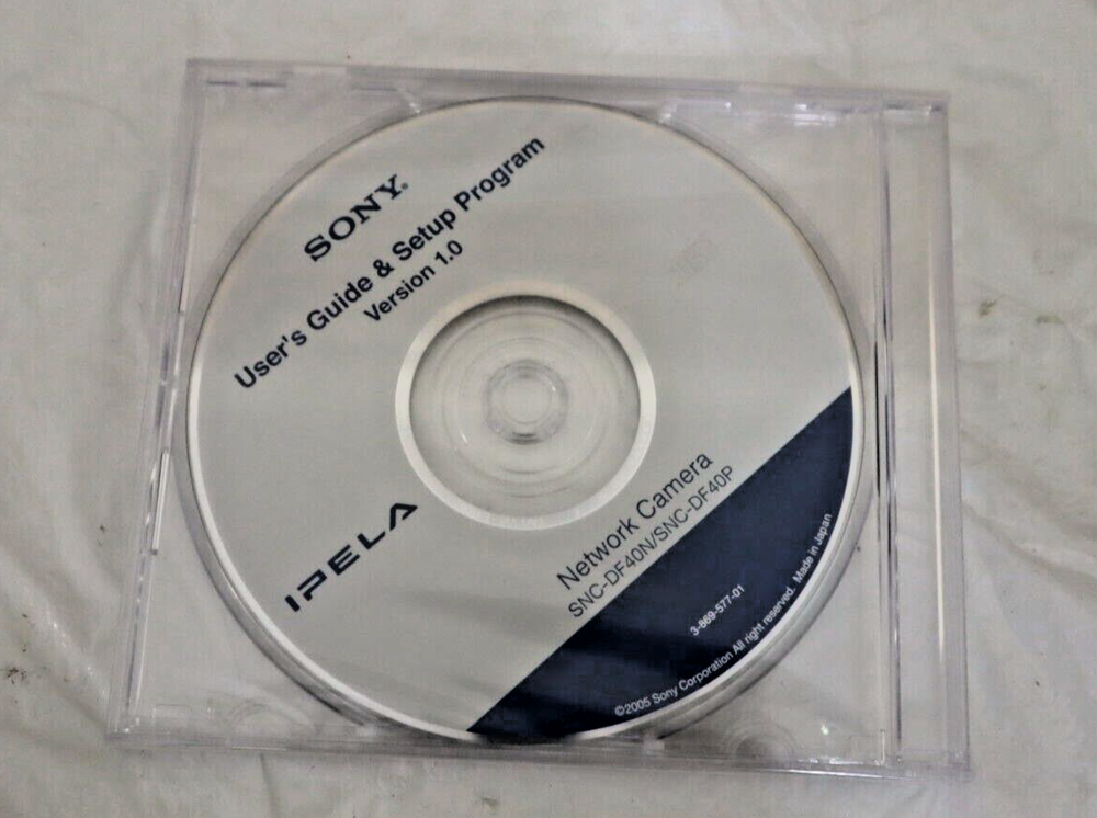 Sony IPELA User's Guide & Setup Program CD Version 1.0 for IPELA Network Camera