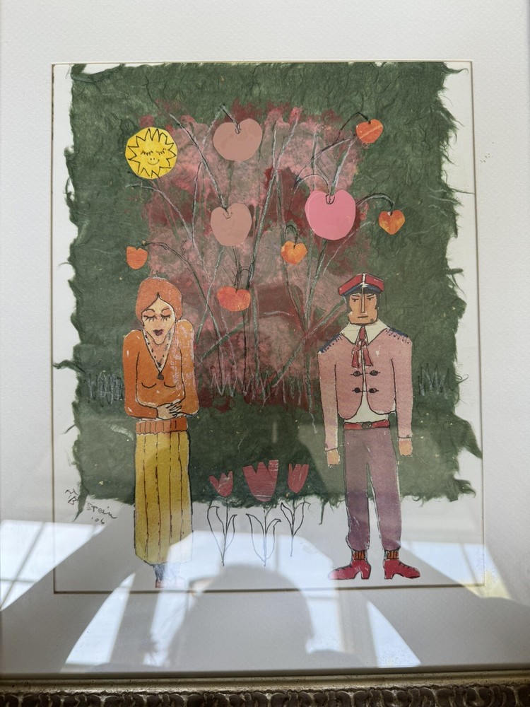 “Spring Love" Original Collage Mixed Media , Framed 14”x 17” and Signed