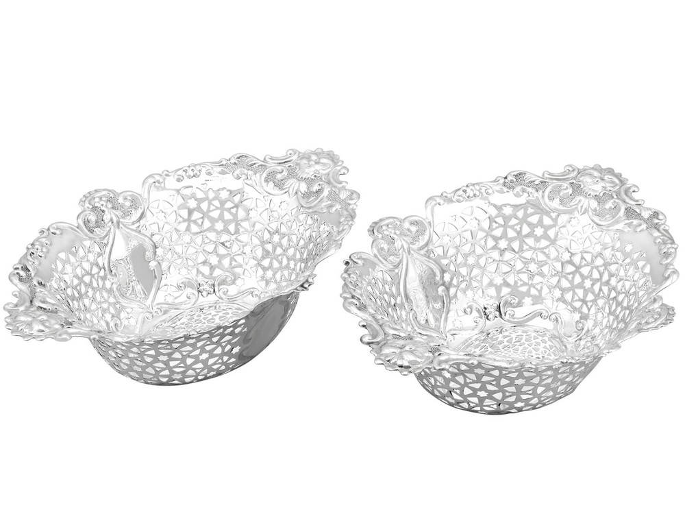 Antique Edwardian Sterling Silver Fruit Dishes