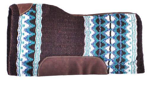 Showman 34" x 36" Brown & Teal Memory Felt Bottom Saddle Pad