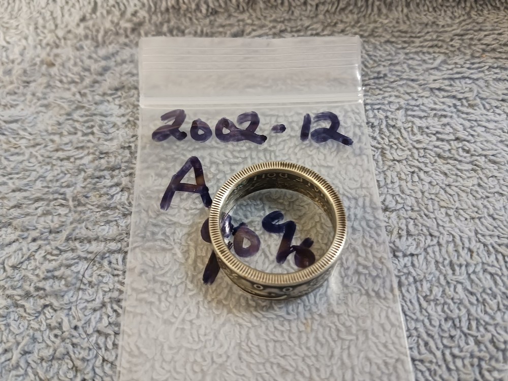 2002 90% Silver Kennedy Half Dollars size 12 coin ring handmade (A)