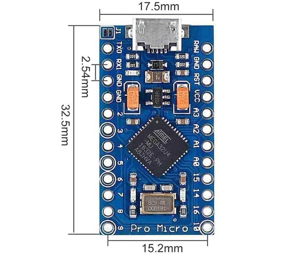Pro Micro Microcontroller 16MHz 5V with 2-Row Pins Header Module Board ATmega...