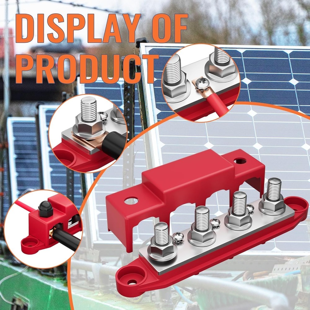 12V 250A Power Distribution Block Bus Bar with Studs for Safe Wiring Solutions