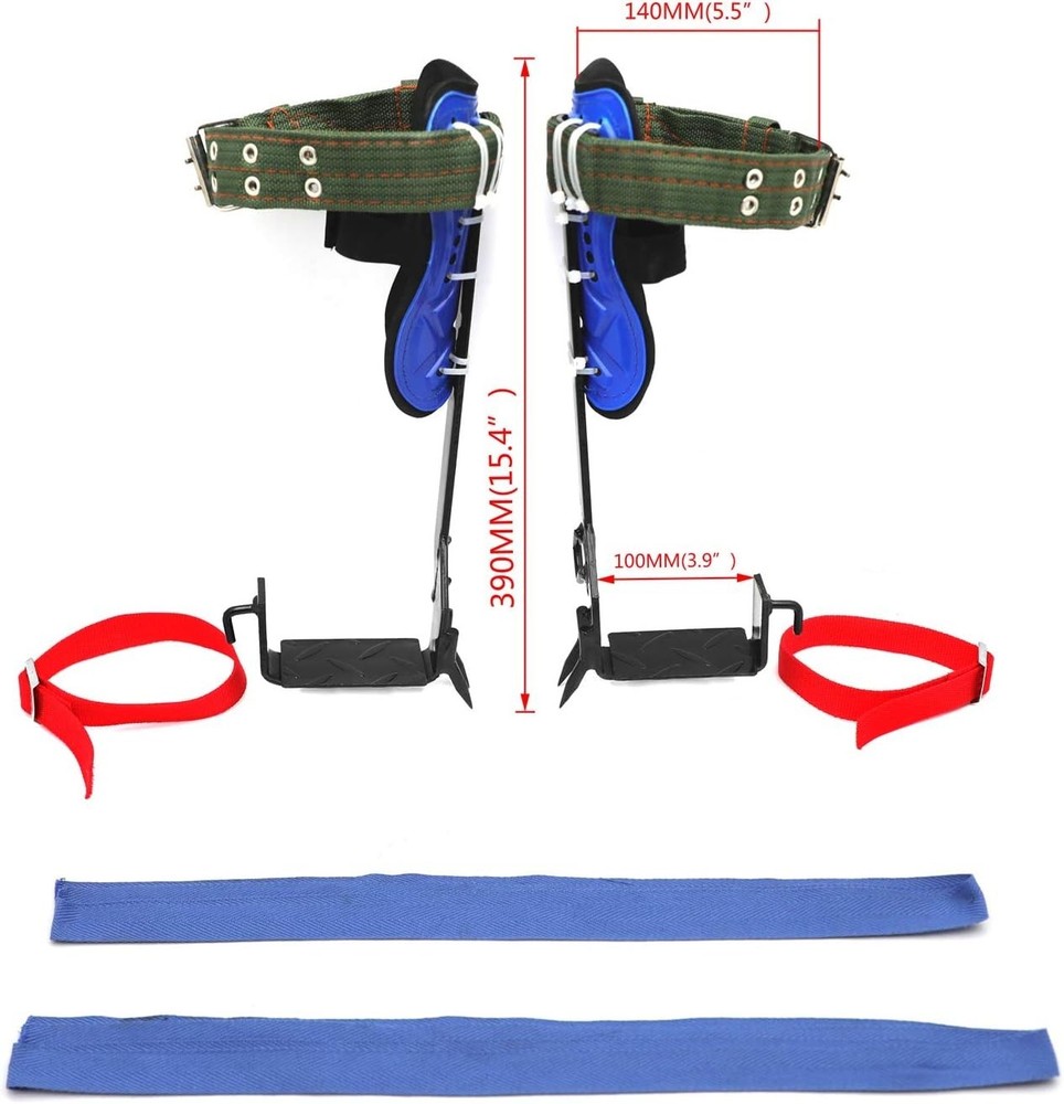 Tree/Pole Climbing Spike Set Safety Belt Strap Rope Adjustable Stainless Stee...