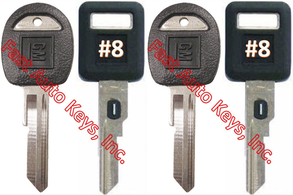 NEW GM Single Sided VATS Ignition Keys #8 (PAIR) + Doors/Trunk OEM Keys (PAIR)