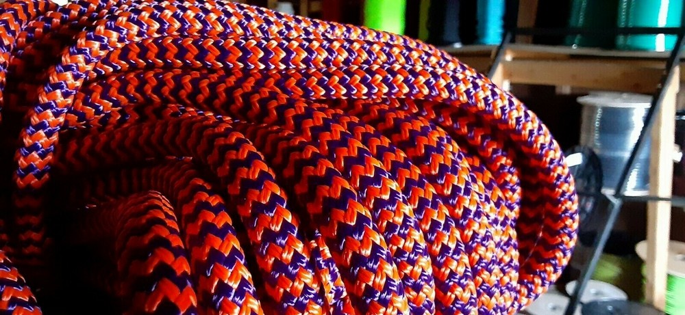 9/16 x 49 ft. Double Braid-Yacht Braid Polyester Rope.Herringbone Orange/Purple