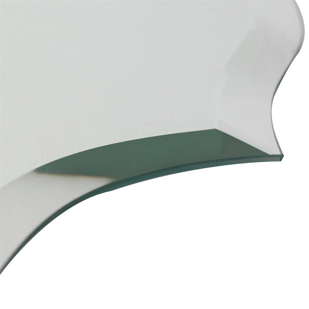 Scalloped Edged Oval Wall Mirror Frameless Wide Beveled Statement Accent Decor