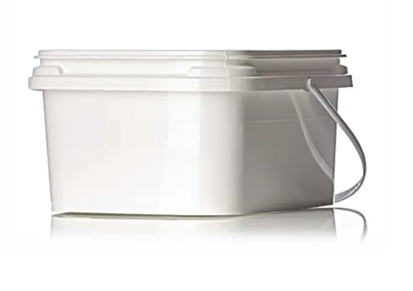 5 X 1 gallon white PP plastic rectangular EZ Stor pail with handle and lid