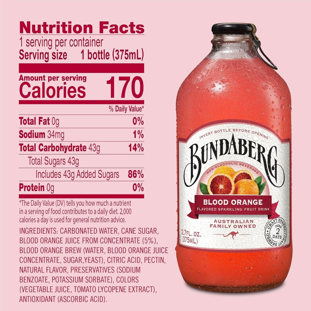 Sparking Fruit Drink, Blood Orange, 12.7 fl oz, 4 Count