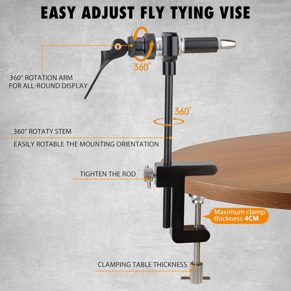 Complete Fly Tying Vise and Tools Kit for Beginners and Experts