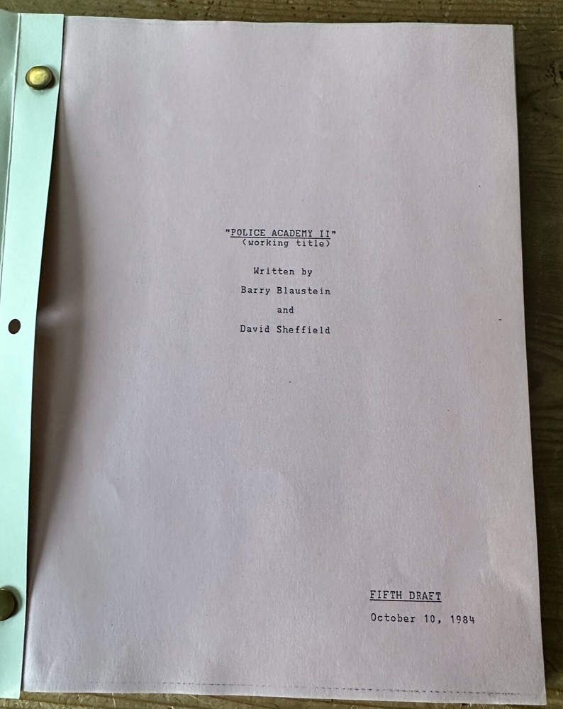 Police Academy 2: BARRY BLAUSTEIN ORIGINAL MOVIE SCREENPLAY SCRIPT