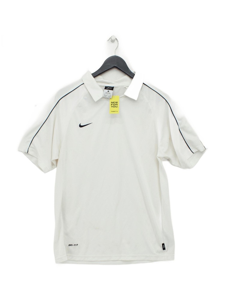 Nike Men's Polo S White 100% Polyester Collared Basic