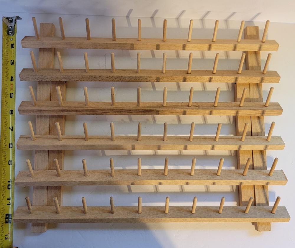 60-Spool Thread Spool Rack Wooden Thread Holder Sewing Organizer