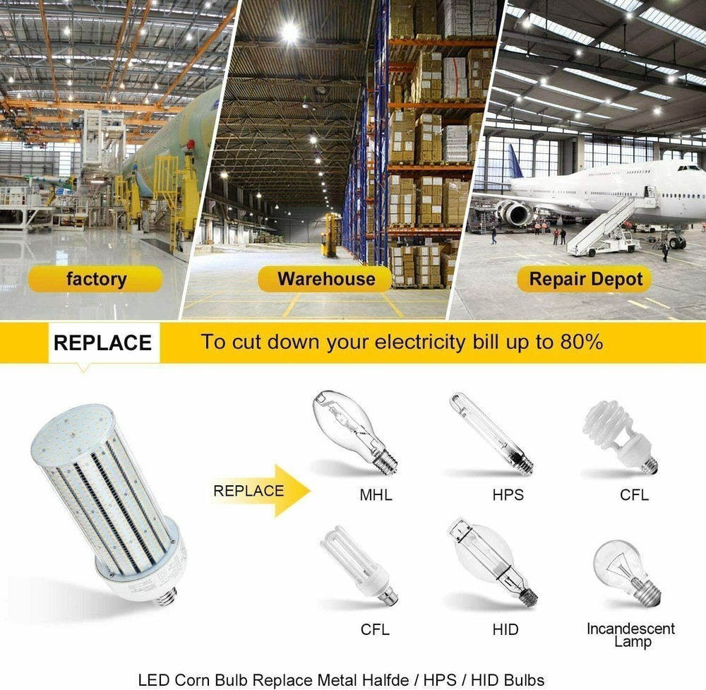120W LED Corn Bulbs Light E39 Mogul Base Warehouse High Bay Light 6000K Daylight