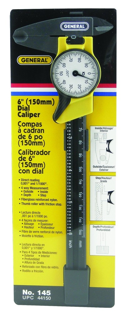 General Tools 145 6-Inch Plastic Dial Caliper, Thousandths Reading