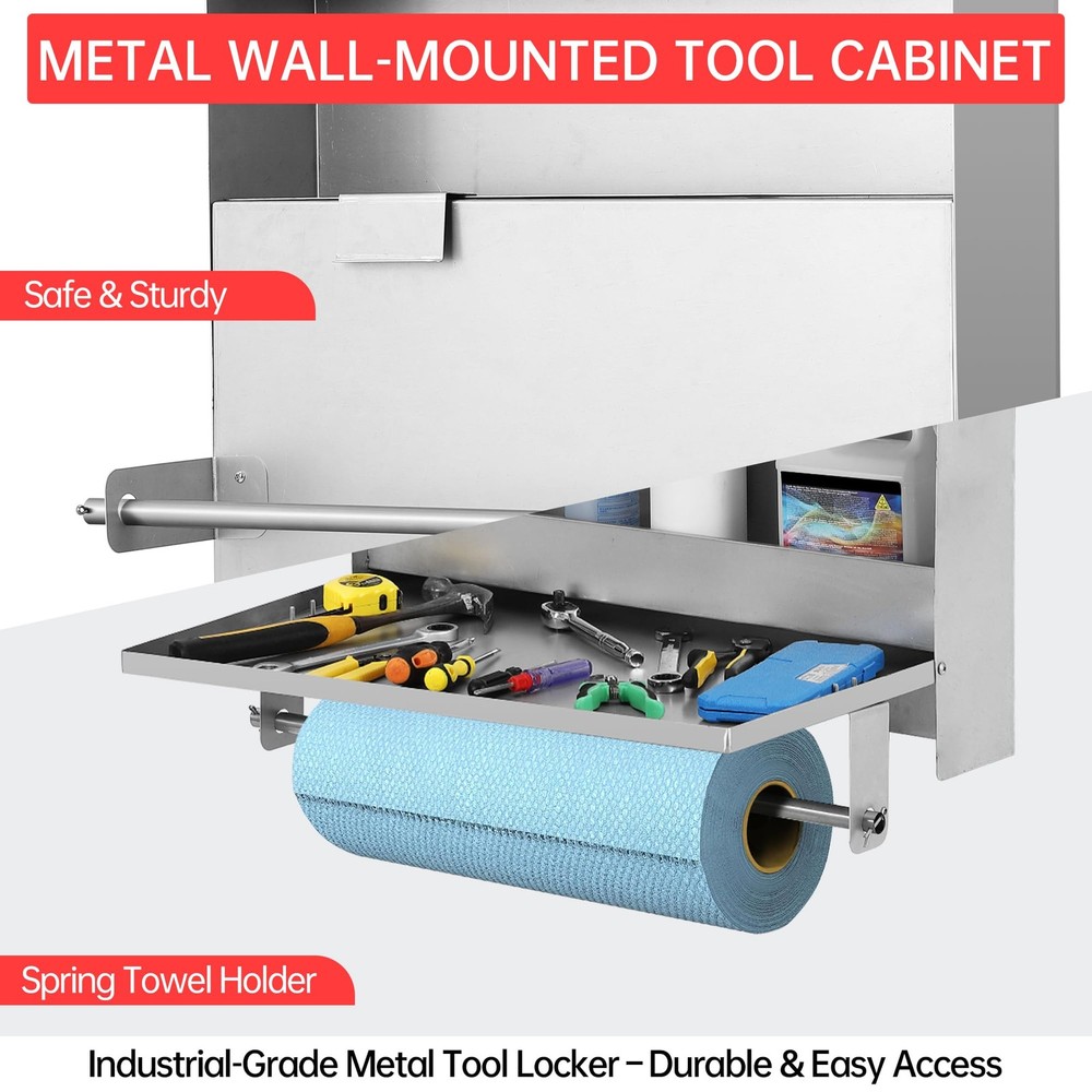 Metal Garage Tool Storage Cabinet Wall Mounted with Foldable Platform Workshop