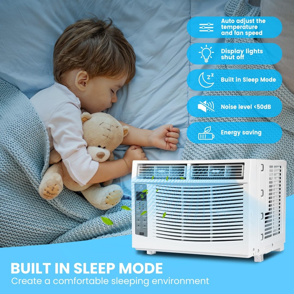 6000 BTU Window Air Conditioner Window AC Unit W/Remote Control Timer Function