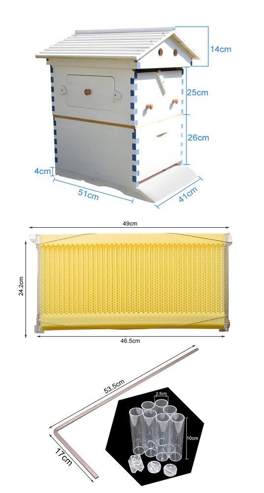 2026 Auto Bee Hives Beekeeping Starter Kit Bee Box + 7 Plastic Beekeeping Frames