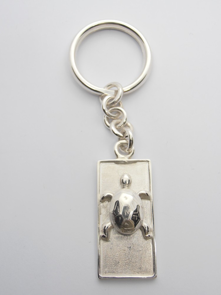 Turtle: 925 Silver Keychain - Reptile - Turtle -